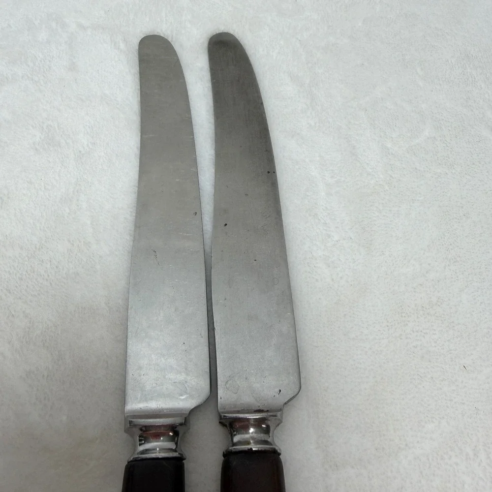VTG Royal Brand‎ Brown Bakelite Handle Dinner Knives Set of 2 Made in England
